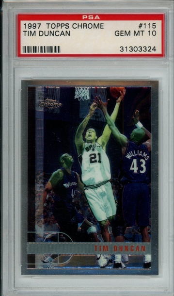 TIM DUNCAN 1997 TOPPS CHROME PSA 10