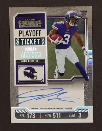 2023 Panini Contenders 120 Jordan Addison Playoff Ticket Rookie Minnesota Vikings Auto