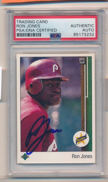 1989 Upper Deck #11 Ron Jones RC Phillies Signed Autograph PSA/DNA blue sharpie dec'd tough