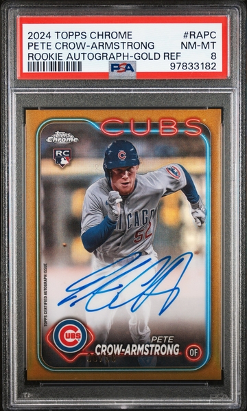 2024 Topps Chrome Rookie Auto Pete Crow-Armstrong Gold Refractor /50 PSA 8 RC