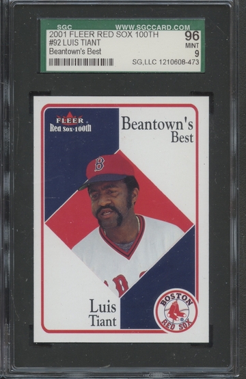 2001 Fleer Red Sox 100th Beantown's Best #92 Luis Tiant SGC 96 Mint 9