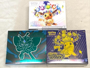 Pokémon ETB Bundle Lot Prismatic - Twilight Masquerade -  Surging Sparks Elite Trainer Box Sealed