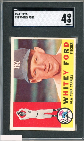 1960 TOPPS WHITEY FORD #35 NEW YORK YANKEES HOF SGC 4 VG-EX