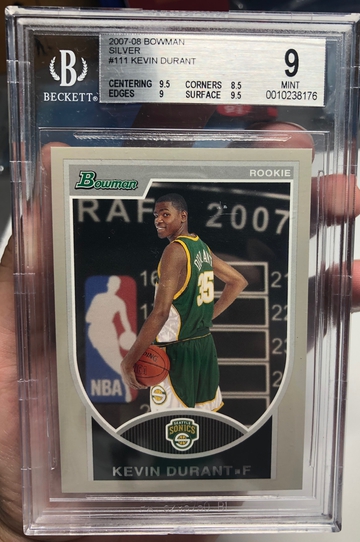 Kevin Durant 2007 Bowman Rookie #111 BGS MINT 9 Silver /199
