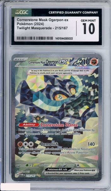 2024 POKEMON TWILIGHT MASQUERADE CORNERSTONE MASK OGERPON EX #215 CGC 10