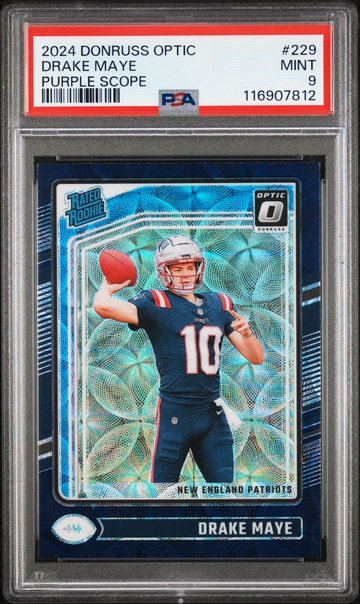 2024 PANINI DONRUSS OPTIC PURPLE SCOPE #229 DRAKE MAYE ROOKIE RC PSA 9