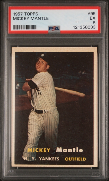 1957 Topps # 95 Mickey Mantle PSA 5 EX