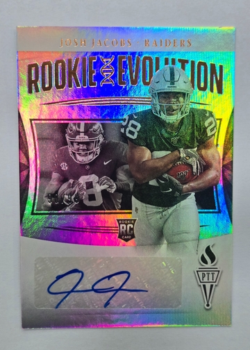 JOSH JACOBS ROOKIE AUTO 2019 PANINI PASSING THE TORCH EVOLUTION SP #'d/99