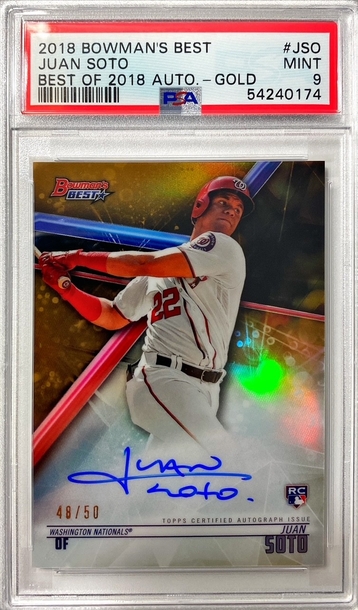 Juan Soto 2018 Bowman's Best Gold Refractor RC Auto #/50