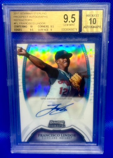 2011 Bowman Sterling Francisco Lindor Prospect Refractor Auto /199 BGS 9.5/10 GEM MINT