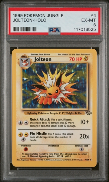 1999 Pokemon #4 Jolteon Jungle PSA 6
