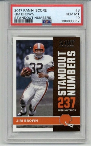 2017 PANINI SCORE STANDOUT NUMBERS #8 JIM BROWN CARD BROWNS PSA 10 LOW POP