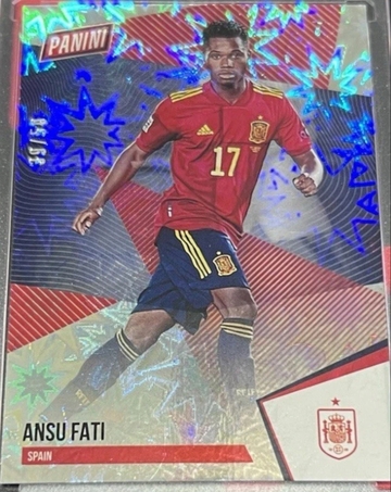ANSU FATI 2021 PANINI THE NATIONAL /50 KABOOM EXPLOSION REFRACTOR SPAIN