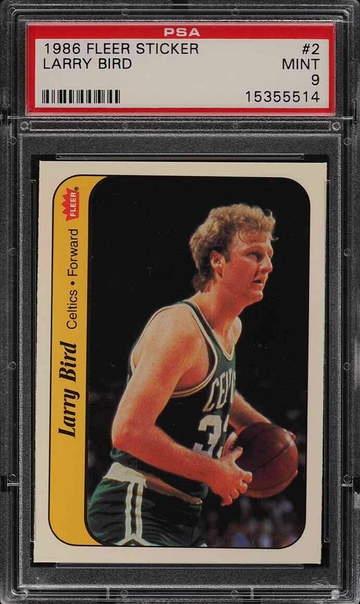 Larry Bird 1986 Fleer Sticker PSA 9
