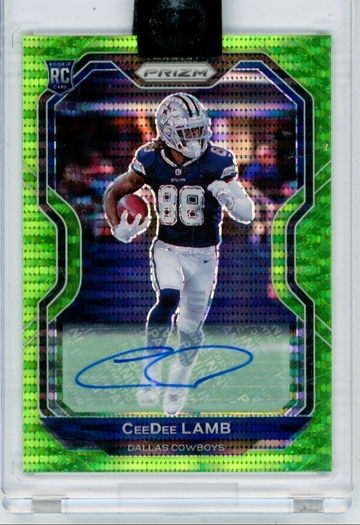 Ceedee Lamb 2020 Panini Prizm Neon Green Pulsar RC Autograph
