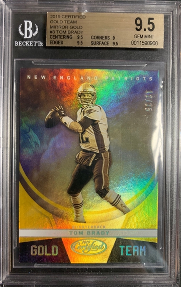 2019 Certified Tom Brady Mirror Gold  Team Gold Mirror Jersey Number 12/25 BGS 9.5 Gem Mint  READ