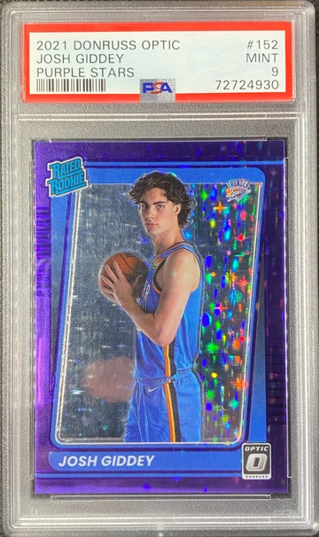 2021-22 Panini Donruss Optic - Josh Giddey Rated RC Purple Stars FOTL /13 PSA 9