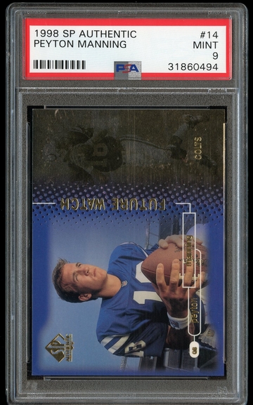 1998 Upper Deck SP Authentic PEYTON MANNING #14 Rookie Card RC #/2000 - PSA 9