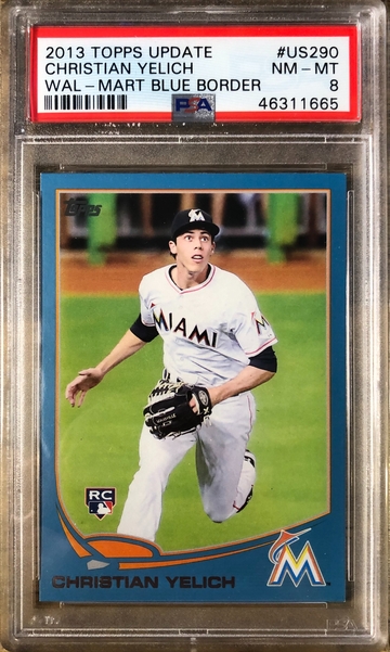 2013 Topps Update Christian Yelich Walmart Blue Border PSA 8