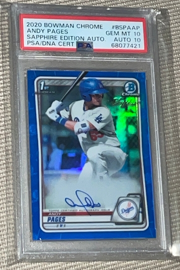 2020 Bowman Chrome Sapphire Andy Pages PSA/DNA 10 Auto POP 5