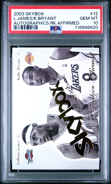 2003 Skybox Autographics Rookies Affirmed #12 LeBron James Kobe Bryant PSA 10