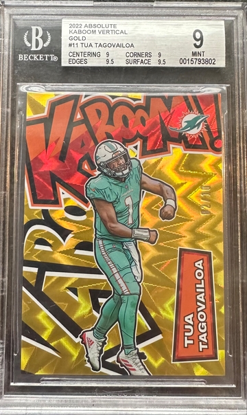 2022 Absolute Kaboom Vertical Tua Tagovailoa Gold /10 BGS 9