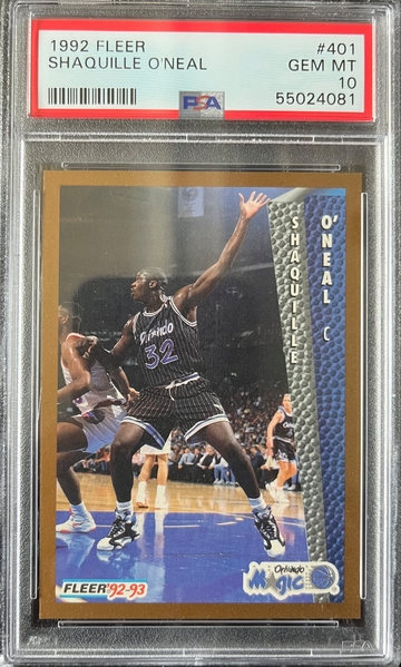 1992 Fleer Basketball #401 Shaquille O'Neal Rookie RC HOF Magic PSA 10 GEM MINT
