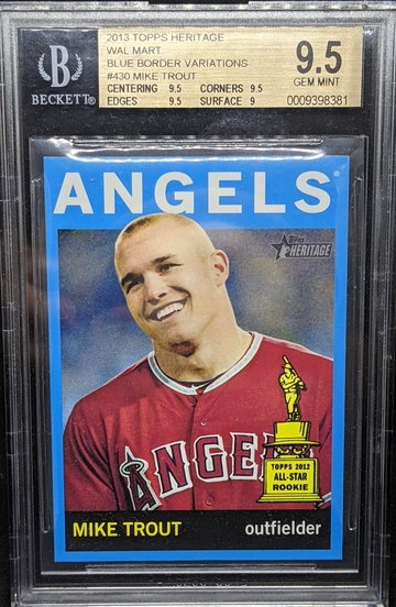 Mike Trout 2013 Topps Heritage Blue Border Variation #430 POP 20