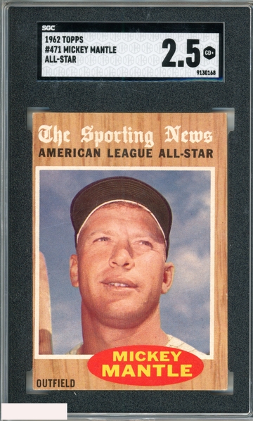 1962 TOPPS MICKEY MANTLE #471 ALL STAR NEW YORK YANKEES HOF SGC 2.5 GD+