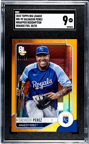 2023 Topps Big League #WR-99 Salvador Perez Wrapper Redemption /25 SGC 9