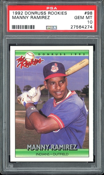 MANNY RAMIREZ 1992 DONRUSS ROOKIES #98 PSA 10 RC