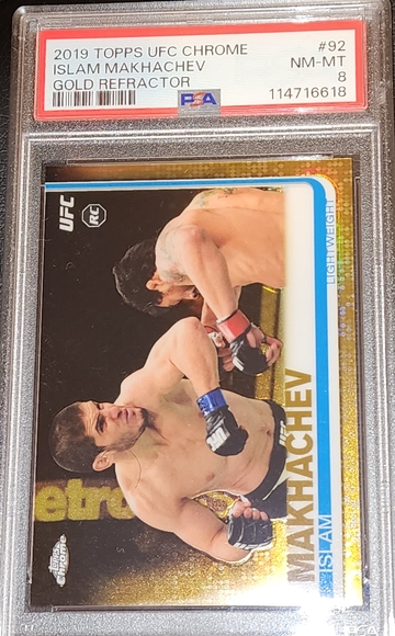 2019 Islam Makhachev GOLD /50 RC Topps Chrome PSA 8