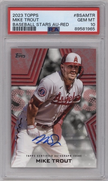 2023 Topps Series 1 Baseball Stars Autographs Mike Trout #BSA-MTR Red #/25 PSA 10