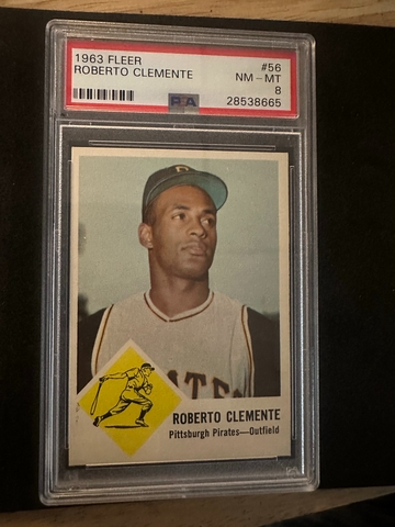 1963 FLEER #56 ROBERTO CLEMENTE PSA 8 GOURGOUS CARD