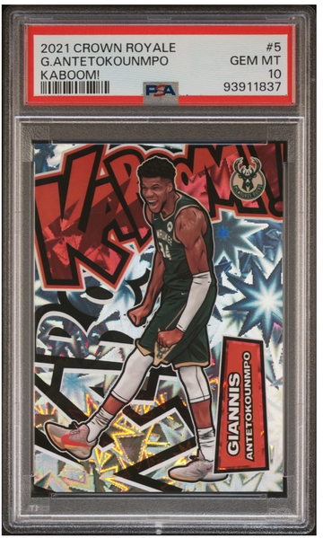 2021 Crown Royale Giannis Antetokounmpo Kaboom PSA 10