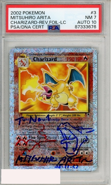 2002 PKMN LEG COL CHARIZARD-REV FOIL #3 LC PSA 7 MITSUHIRO ARITA AUTO 10