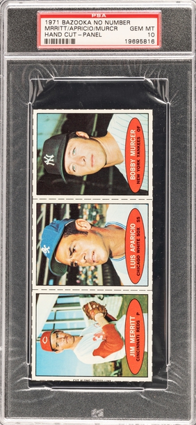 1971 Bazooka Baseball Mrritt/Apricio/Murcr Hand Cut-Panel PSA 10