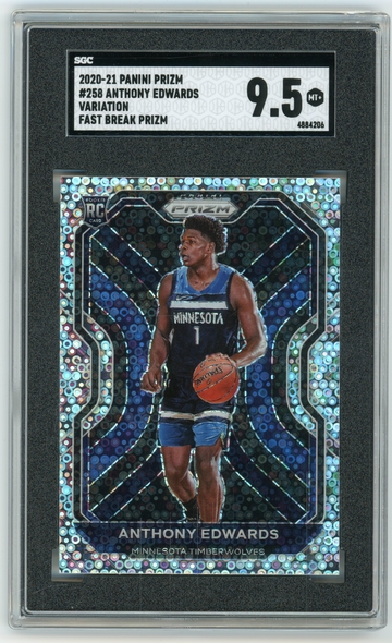 ANTHONY EDWARDS 2020-21 Panini Prizm Variation Fast Break Prizm Rc #258 SGC 9.5