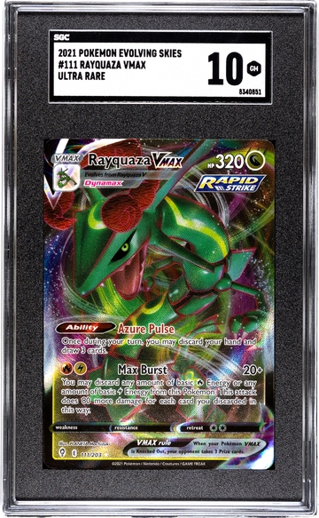 2021 Pokémon Evolving Skies Rayquaza #111 VMAX Ultra Rare SGC 10
