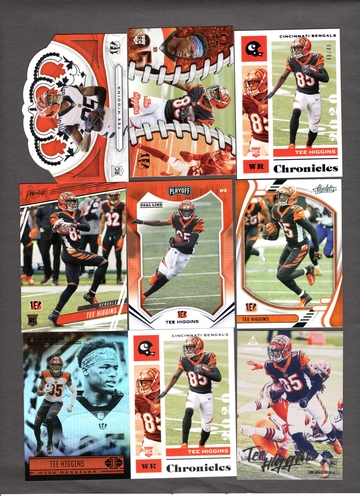 Lot of (24) Tee Higgins Football Cards - Nice Variety Many Rookie Parallels
