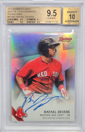 Rafael Devers 2015 Bowman's Best of '15 Autograph Pre Rookie BGS 9.5 Auto 10