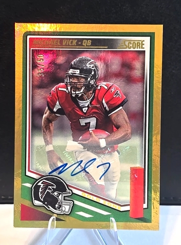 2025 Panini Score Football  Michael Vick  Gold Zone  Auto  SSP /50   Falcons