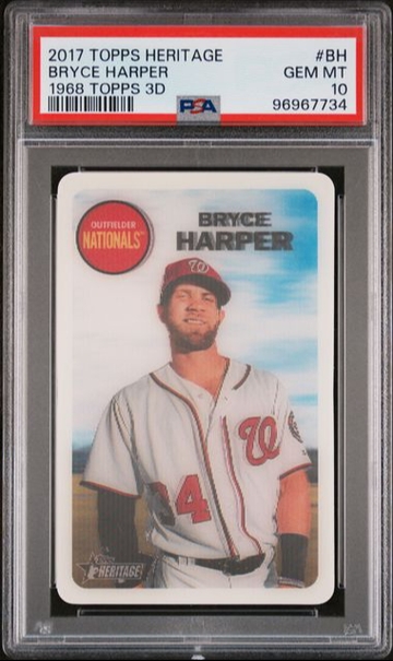 2017 TOPPS HERITAGE 1968 TOPPS 3D Bryce Harper PSA 10 GEM SSP CASE HIT# PHILLIES