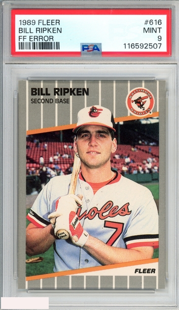 1989 FLEER BILL RIPKEN #616 FF ERROR BALTIMORE ORIOLES PSA 9 MINT