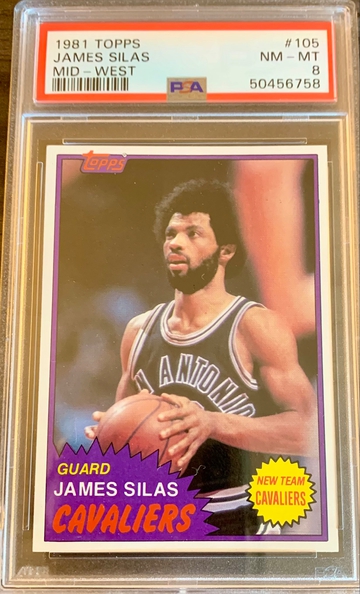 1981 Topps Basketball James Silas #105 MID WEST - Graded PSA 8 NM-MT Card.