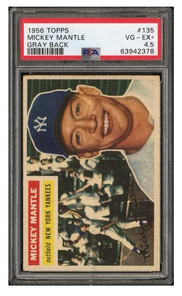 1956 MICKEY MANTLE TOPPS GRAY BACK 