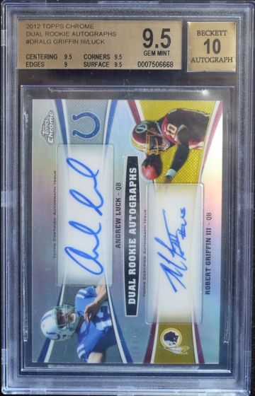 BGS 9.5 - 2012 TOPPS CHROME ANDREW LUCK RC ROOKIE #DRA-LG (16/30) DUAL AUTO 10
