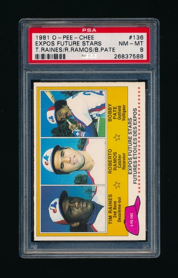1981 OPC #136, Tim Raines RC PSA 8 NMMT Tough SP *HOF
