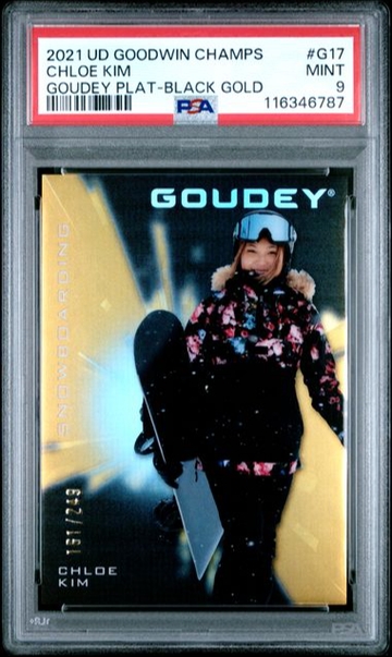 2021 Upper Deck Goodwin Champions Chloe Kim Goudey Platinum Black & Gold PSA 9