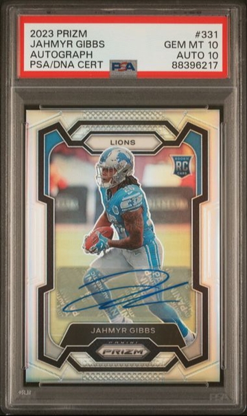 🔥PSA 10 Auto 10 JAHMYR GIBBS 2023 Prizm *SILVER* RC AUTO #331